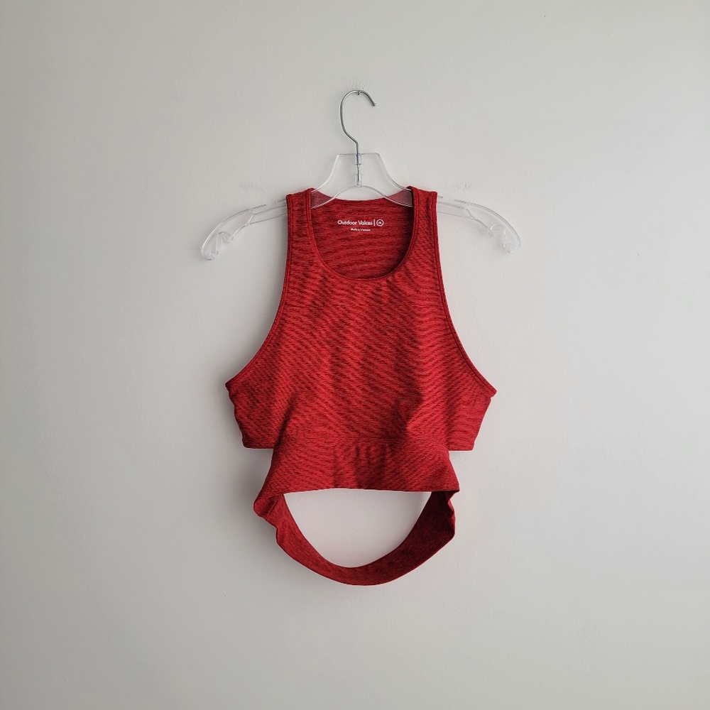 OUTDOOR VOICES Slashback Red Crop Activewear Fitness Workout Top